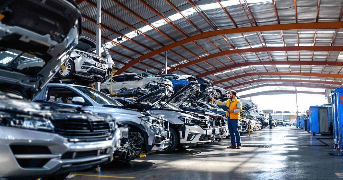 Professional scrap car facility in Birmingham with vehicles being processed